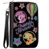 PU Zip Around Wallet Rectangle - My Little Pony Pinkie Pie and Applejack FRIENDS FOREVER Neon Art Black/Multi Color