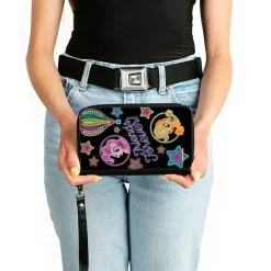 PU Zip Around Wallet Rectangle - My Little Pony Pinkie Pie and Applejack FRIENDS FOREVER Neon Art Black/Multi Color