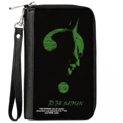 PU Zip Around Wallet Rectangle - The Batman Movie Batman Question Mark Pose Black Green
