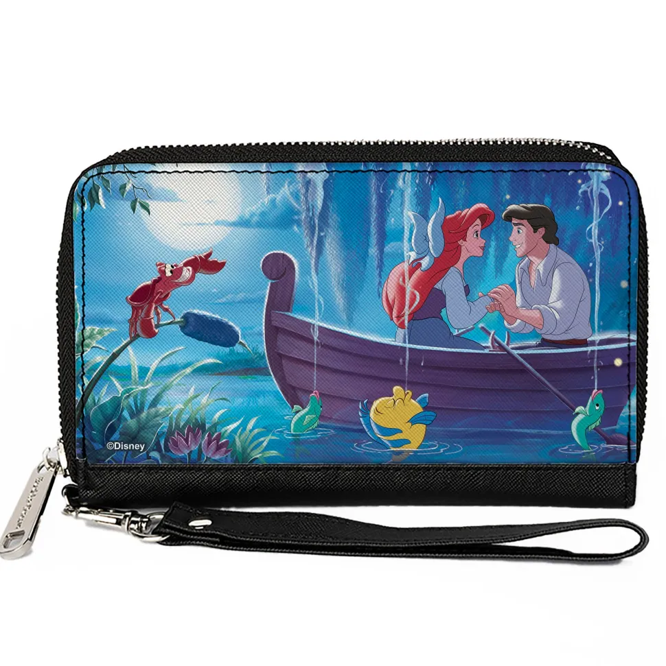 PU Zip Around Wallet Rectangle - The Little Mermaid Ariel and Eric Kiss the Girl Scene
