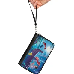 PU Zip Around Wallet Rectangle - The Little Mermaid Ariel and Eric Kiss the Girl Scene
