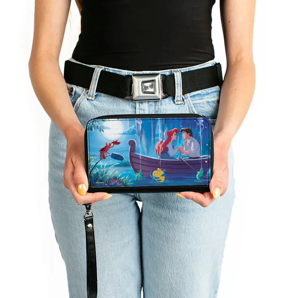 PU Zip Around Wallet Rectangle - The Little Mermaid Ariel and Eric Kiss the Girl Scene