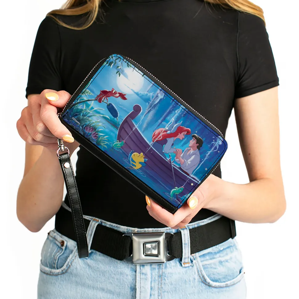 PU Zip Around Wallet Rectangle - The Little Mermaid Ariel and Eric Kiss the Girl Scene