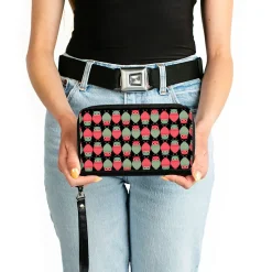 PU Zip Around Wallet Rectangle - Owls Flip Black/Mauve/Sage