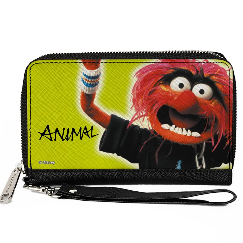 PU Zip Around Wallet Rectangle - The Muppets ANIMAL Portrait and Autograph Yellow