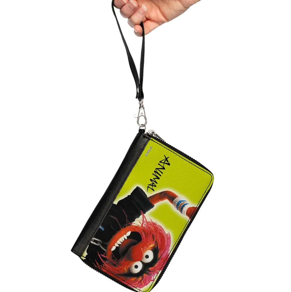 PU Zip Around Wallet Rectangle - The Muppets ANIMAL Portrait and Autograph Yellow