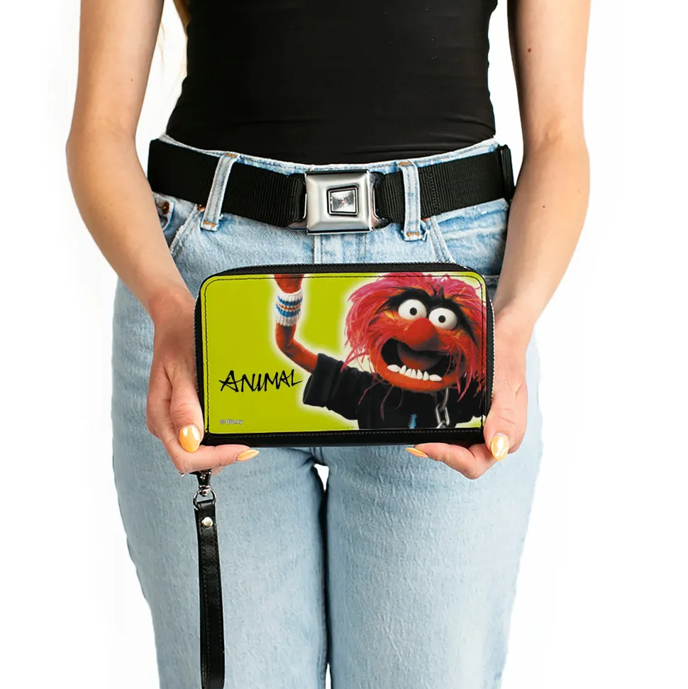 PU Zip Around Wallet Rectangle - The Muppets ANIMAL Portrait and Autograph Yellow