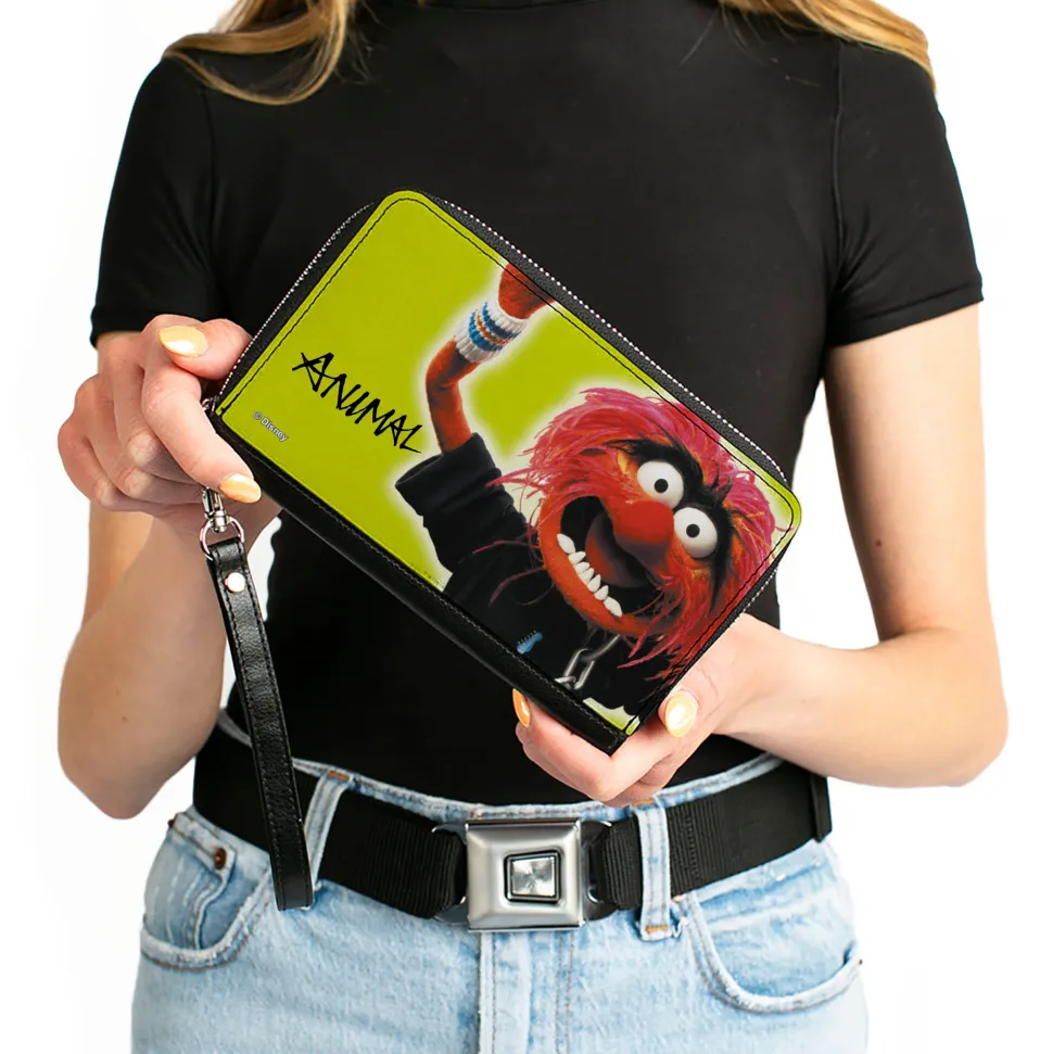 PU Zip Around Wallet Rectangle - The Muppets ANIMAL Portrait and Autograph Yellow