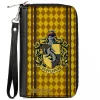 PU Zip Around Wallet Rectangle - HUFFLEPUFF Crest Stripes/Diamonds Gold/Browns
