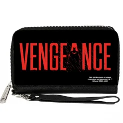 PU Zip Around Wallet Rectangle - The Batman Movie VENGEANCE Silhouette Black Red