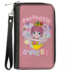 PU Zip Around Wallet Rectangle - Candy Land PERFECTLY SWEET Princess Lolly Heart Pose Pinks