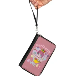 PU Zip Around Wallet Rectangle - Candy Land PERFECTLY SWEET Princess Lolly Heart Pose Pinks