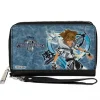 PU Zip Around Wallet Rectangle - Kingdom Hearts Final Form Sora Pose Logo Keyblades Blues