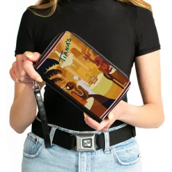 PU Zip Around Wallet Rectangle - The Princess and the Frog Tiana's Place Scene Yellows Multi Color