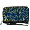 PU Zip Around Wallet Rectangle - HARMONY BALANCE LIFE Icons Collage Blue/Yellow