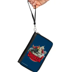 PU Zip Around Wallet Rectangle - ROBOT CHICKEN Title Logo and Group Pose Blue