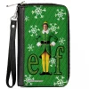 PU Zip Around Wallet Rectangle - Elf Buddy the Elf Logo Pose Snowflakes Greens/White