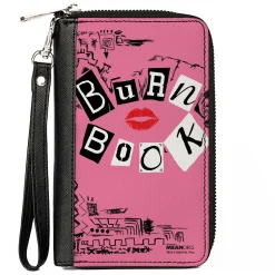 PU Zip Around Wallet Rectangle - Mean Girls BURN BOOK Cover Doodles Pink