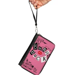 PU Zip Around Wallet Rectangle - Mean Girls BURN BOOK Cover Doodles Pink