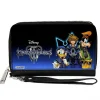 PU Zip Around Wallet Rectangle - Kingdom Hearts Donald Sora and Goofy Group Pose Blue Fade