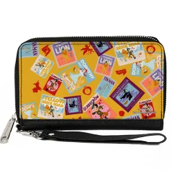 PU Zip Around Wallet Rectangle - The Wizard of Oz Characters Scenes and Icons Collage Yellow