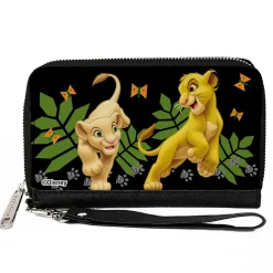 PU Zip Around Wallet Rectangle - The Lion King Young Simba & Nala Playing Pose