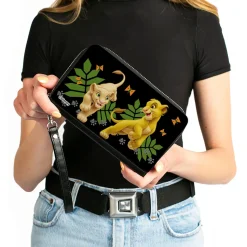 PU Zip Around Wallet Rectangle - The Lion King Young Simba & Nala Playing Pose