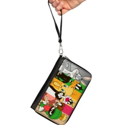 PU Zip Around Wallet Rectangle - Looney Tunes 6-Classic Character Blocks Multi Color