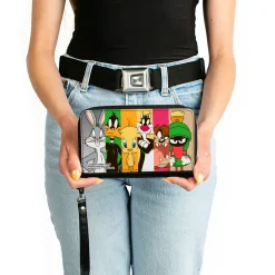 PU Zip Around Wallet Rectangle - Looney Tunes 6-Classic Character Blocks Multi Color