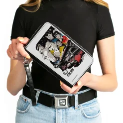 PU Zip Around Wallet Rectangle - Classic Star Trek Crew and Enterprise Poster White/Multi Color