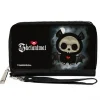 PU Zip Around Wallet Rectangle - SKELANIMALS Diego the Bat Fog Pose and Title Logo Black/White