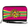 PU Zip Around Wallet Rectangle - GRATEFUL DEAD Dancing Bear Icon Stripe Pink/Multi Color/Black