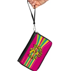 PU Zip Around Wallet Rectangle - GRATEFUL DEAD Dancing Bear Icon Stripe Pink/Multi Color/Black