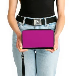 PU Zip Around Wallet Rectangle - Fuchsia