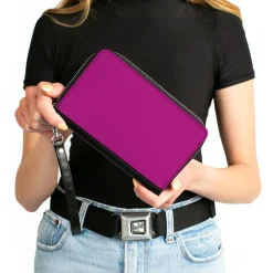 PU Zip Around Wallet Rectangle - Fuchsia