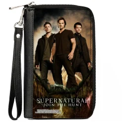 PU Zip Around Wallet Rectangle - SUPERNATURAL Dean, Sam & Castiel Standing Pose JOIN THE HUNT