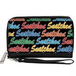 PU Zip Around Wallet Rectangle - SNATCHED Script Black/Multi Color