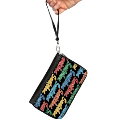 PU Zip Around Wallet Rectangle - SNATCHED Script Black/Multi Color