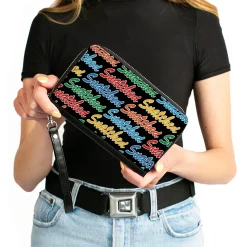 PU Zip Around Wallet Rectangle - SNATCHED Script Black/Multi Color