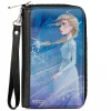PU Zip Around Wallet Rectangle - Frozen Elsa Pose Swirling Snowflakes Blues