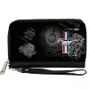 PU Zip Around Wallet Rectangle - Mustang Tri-Bar Stripe/GT Motor Blueprint