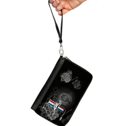 PU Zip Around Wallet Rectangle - Mustang Tri-Bar Stripe/GT Motor Blueprint