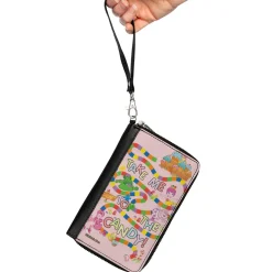 PU Zip Around Wallet Rectangle - Candy Land TAKE ME TO THE CANDY Character Collage Pink/Multi Color