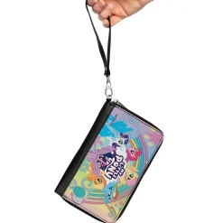 PU Zip Around Wallet Rectangle - MY LITTLE PONY Mane Six Neon Lines Rainbow Pose and Title Logo Multi Color