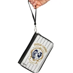 PU Zip Around Wallet Rectangle - CHEECH & CHONG Rolling Papers Mirror Pot Leaves White/Blue/Gold