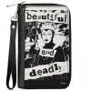 PU Zip Around Wallet Rectangle - Snow White Evil Queen BEAUTIFUL AND DEADLY Pose Black/White