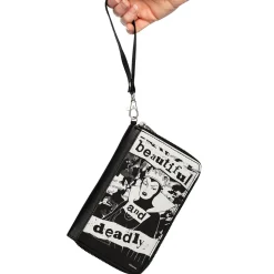 PU Zip Around Wallet Rectangle - Snow White Evil Queen BEAUTIFUL AND DEADLY Pose Black/White