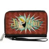 PU Zip Around Wallet Rectangle - JOHNNY BRAVO Title Logo and Flex Pose Turns Reds