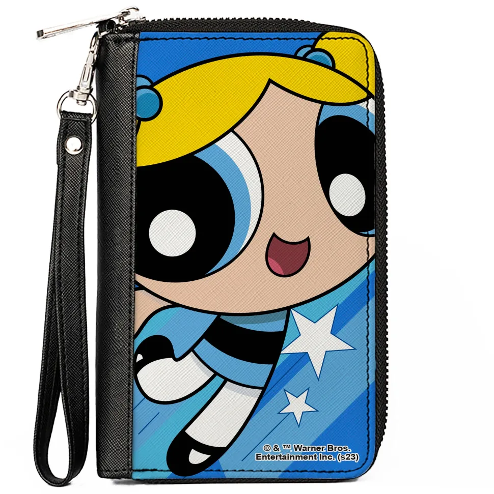 PU Zip Around Wallet Rectangle - The Powerpuff Girls Bubbles Close-Up Pose Blues