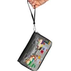 PU Zip Around Wallet Rectangle - South Park Boys Group Cafeteria Table Scene
